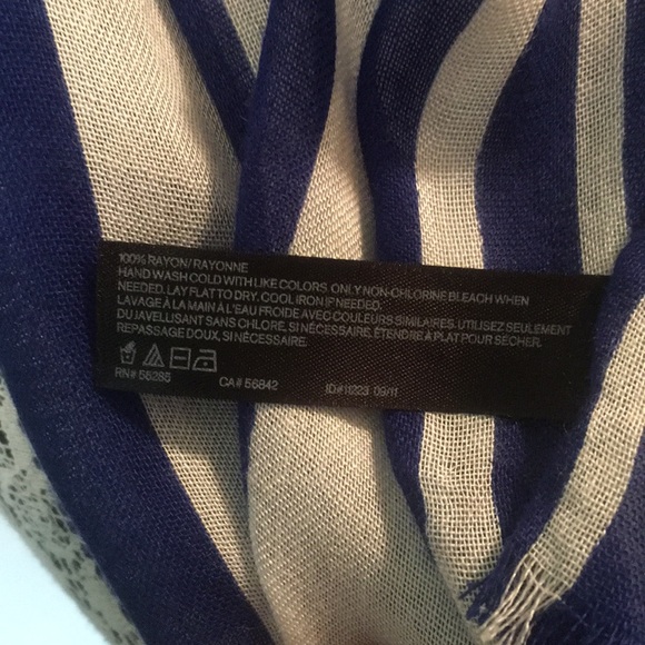 Express Blue and White Raw Edge Scarf - Picture 4 of 7